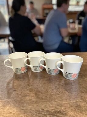 Vintage Corelle Silk & Roses Coffee Mugs - Set of 4 - Corning USA